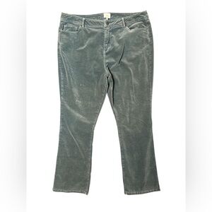 Ann Mashburn Flare Cropped 5-Pocket Velvet Jeans Sage Green Size 32